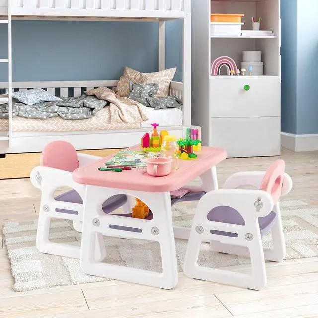 Alt view image 3 of 6 - SlickBlue Kids Table and Chair Set with Building Block