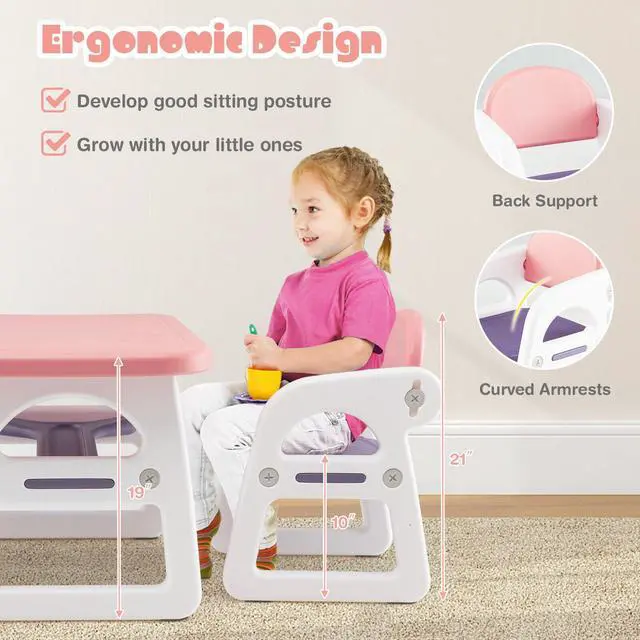 Alt view image 5 of 6 - SlickBlue Kids Table and Chair Set with Building Block