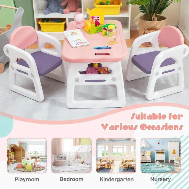 Alt view image 6 of 6 - SlickBlue Kids Table and Chair Set with Building Block