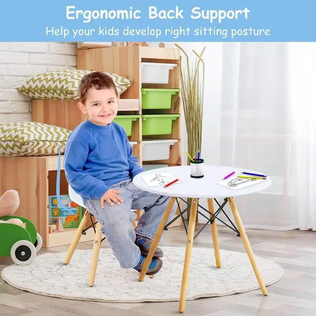 Alt view image 3 of 7 - SlickBlue Kid's Modern Dining Table Set with 2 Armless Chairs