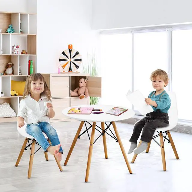 Alt view image 4 of 7 - SlickBlue Kid's Modern Dining Table Set with 2 Armless Chairs