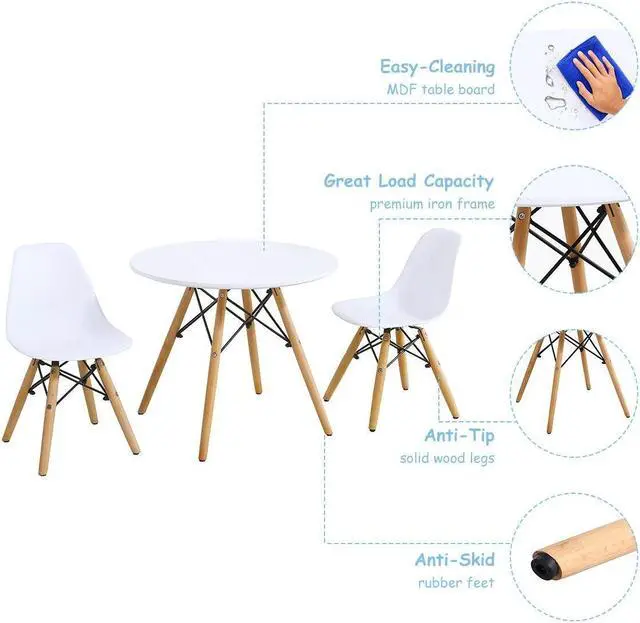 Alt view image 5 of 7 - SlickBlue Kid's Modern Dining Table Set with 2 Armless Chairs