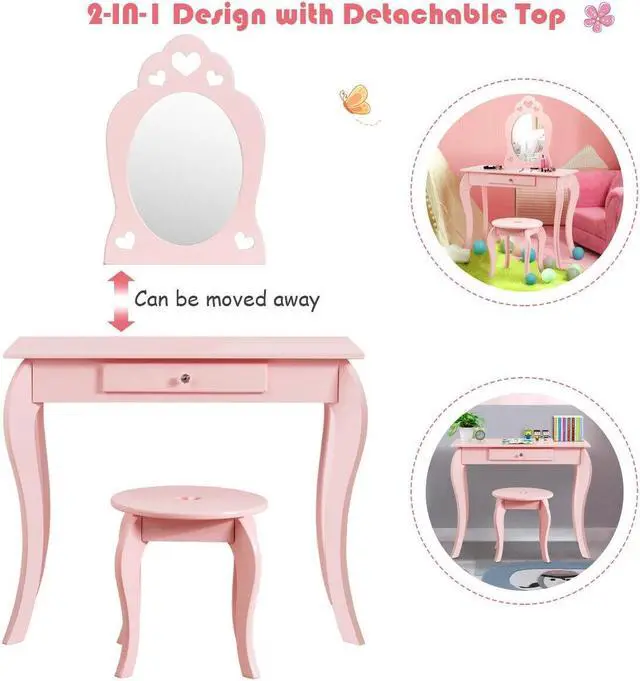 Alt view image 3 of 7 - SlickBlue Kids Princess Makeup Dressing Play Table Set with Mirror