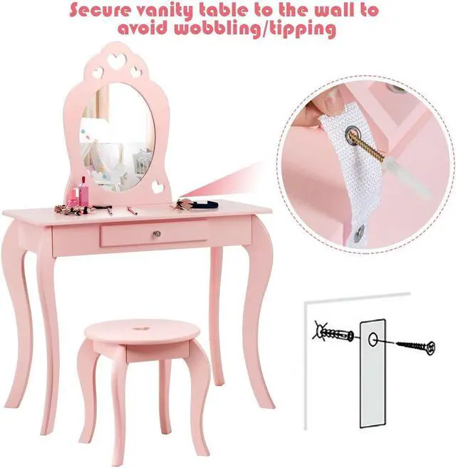 Alt view image 5 of 7 - SlickBlue Kids Princess Makeup Dressing Play Table Set with Mirror
