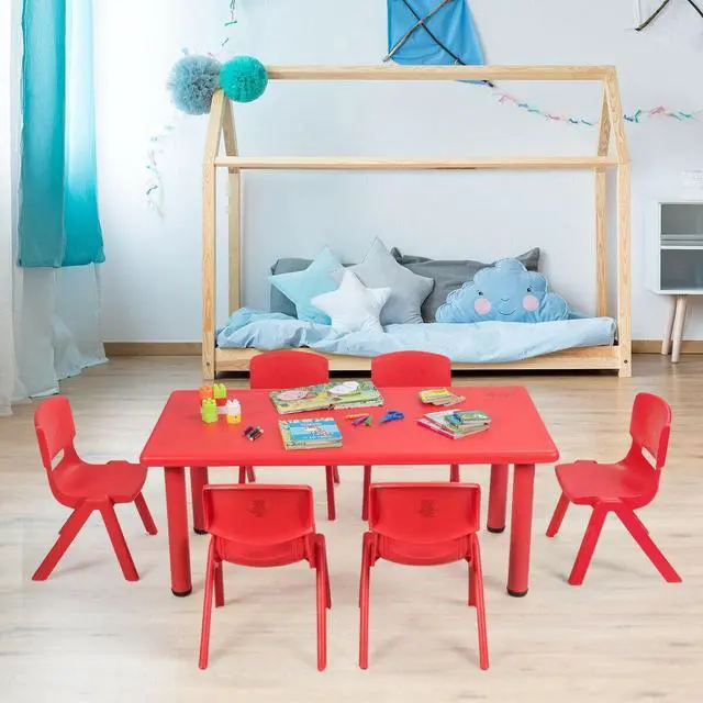Alt view image 4 of 7 - SlickBlue Kids Plastic Rectangular Learn and Play Table