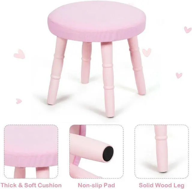 Alt view image 2 of 7 - SlickBlue Kids Vanity Makeup Table & Chair Set Make Up Stool