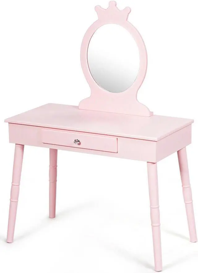 Main image of SlickBlue Kids Vanity Makeup Table & Chair Set Make Up Stool