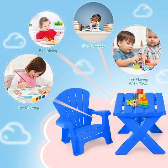 Alt view image 5 of 7 - SlickBlue 3-Piece Plastic Children Table Chair Set