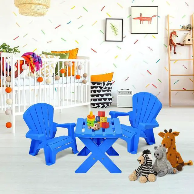 Alt view image 7 of 7 - SlickBlue 3-Piece Plastic Children Table Chair Set