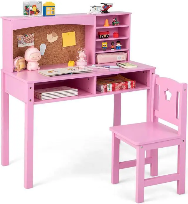 Alt view image 2 of 7 - SlickBlue Kids Desk and Chair Set with Hutch and Bulletin Board for 3+ Kids