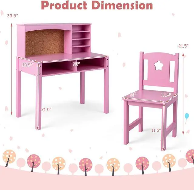 Alt view image 5 of 7 - SlickBlue Kids Desk and Chair Set with Hutch and Bulletin Board for 3+ Kids