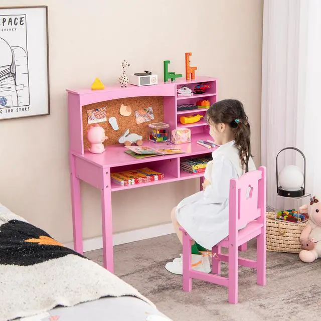 Alt view image 3 of 7 - SlickBlue Kids Desk and Chair Set with Hutch and Bulletin Board for 3+ Kids