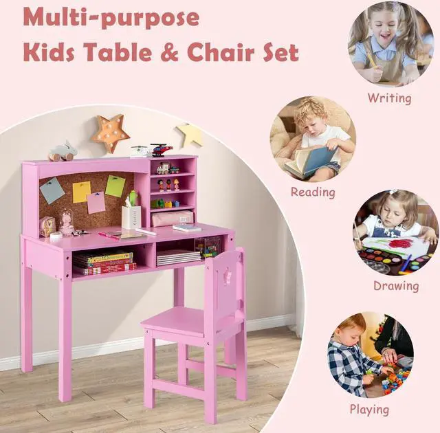 Alt view image 6 of 7 - SlickBlue Kids Desk and Chair Set with Hutch and Bulletin Board for 3+ Kids
