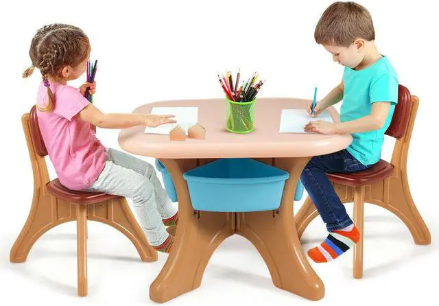 Alt view image 3 of 7 - SlickBlue In/Outdoor 3-Piece Plastic Children Play Table & Chair Set
