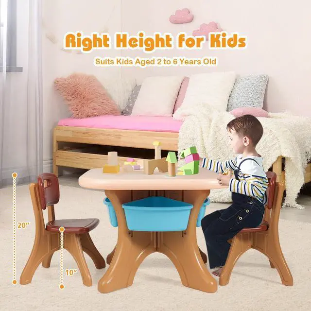 Alt view image 6 of 7 - SlickBlue In/Outdoor 3-Piece Plastic Children Play Table & Chair Set