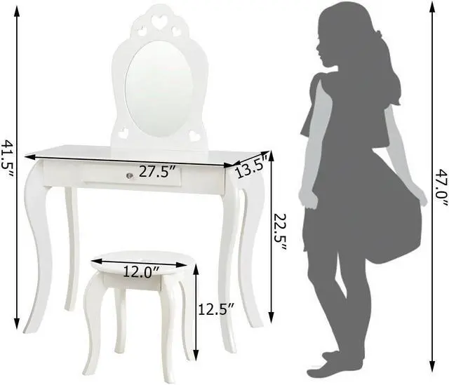 Alt view image 2 of 7 - SlickBlue Kids Princess Makeup Dressing Play Table Set with Mirror