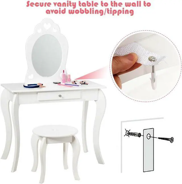 Alt view image 3 of 7 - SlickBlue Kids Princess Makeup Dressing Play Table Set with Mirror