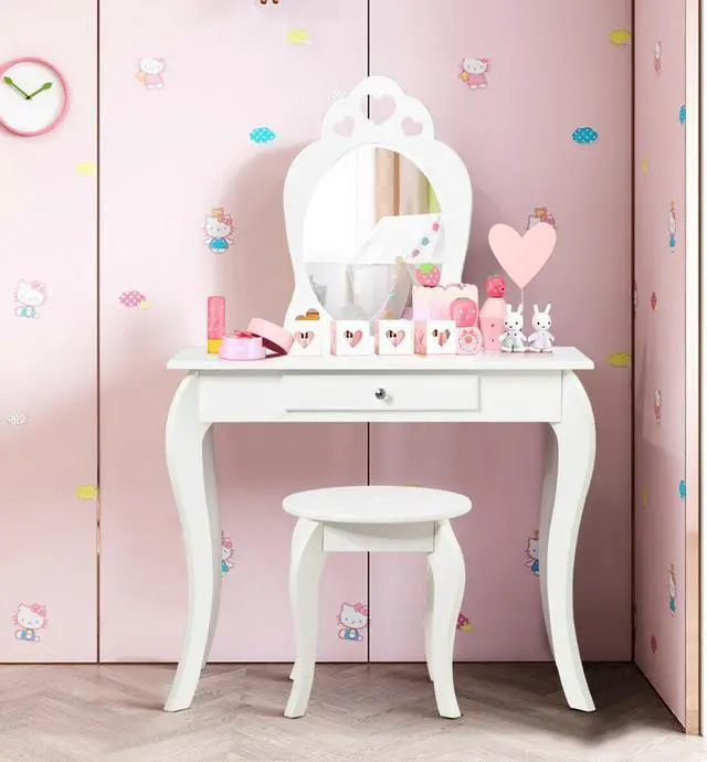 Alt view image 4 of 7 - SlickBlue Kids Princess Makeup Dressing Play Table Set with Mirror