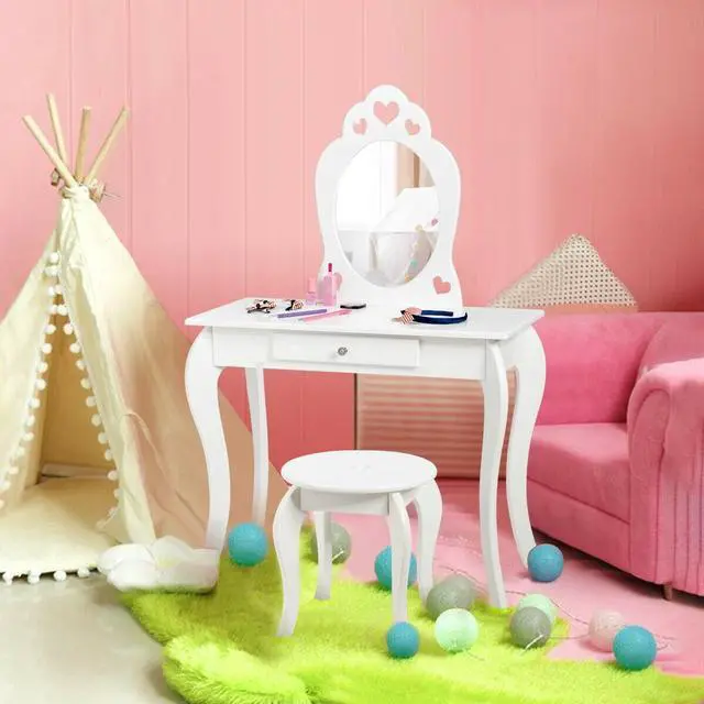 Alt view image 6 of 7 - SlickBlue Kids Princess Makeup Dressing Play Table Set with Mirror