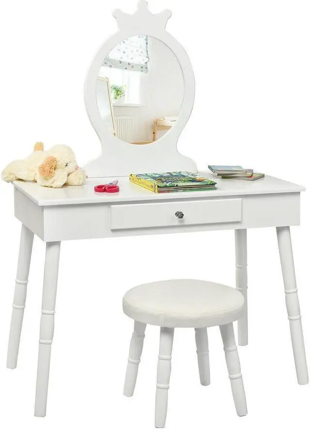 Alt view image 2 of 7 - SlickBlue Kids Vanity Makeup Table & Chair Set Make Up Stool
