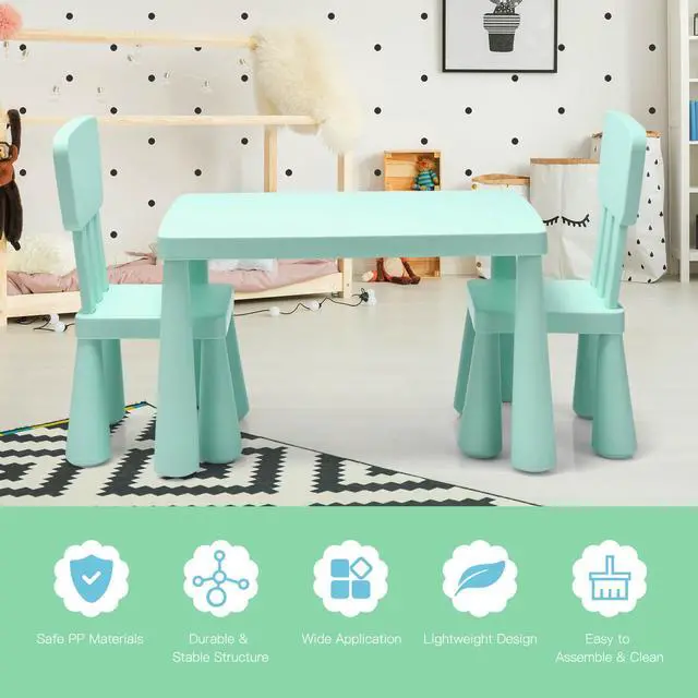 Alt view image 2 of 7 - SlickBlue 3 Pieces Toddler Multi Activity Play Dining Study Kids Table and Chair Set