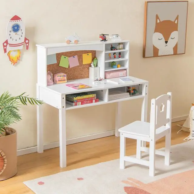 Alt view image 4 of 7 - SlickBlue Kids Desk and Chair Set with Hutch and Bulletin Board for 3+ Kids