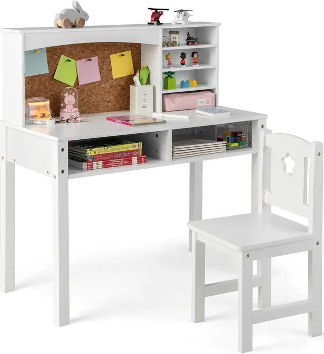 Alt view image 2 of 7 - SlickBlue Kids Desk and Chair Set with Hutch and Bulletin Board for 3+ Kids
