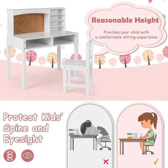 Alt view image 6 of 7 - SlickBlue Kids Desk and Chair Set with Hutch and Bulletin Board for 3+ Kids