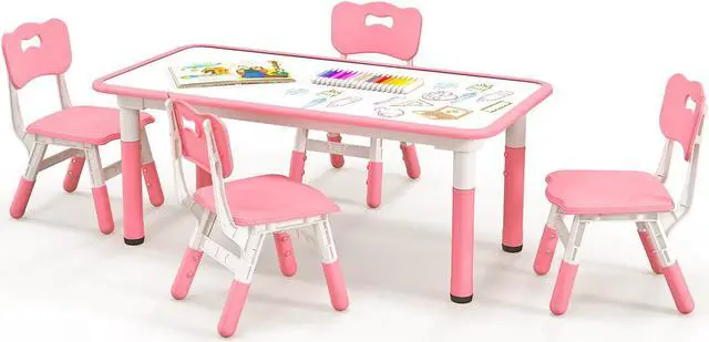 Main image of SlickBlue Kids Table and Chairs Set for 4 with Graffiti Desktop