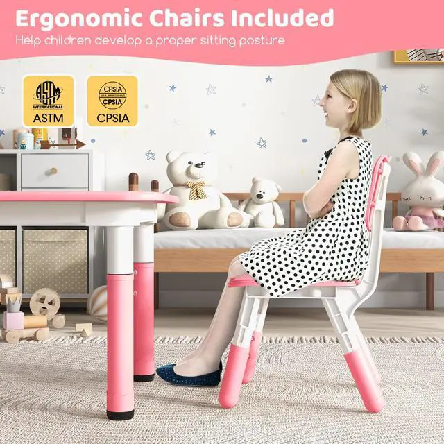 Alt view image 7 of 7 - SlickBlue Kids Table and Chairs Set for 4 with Graffiti Desktop