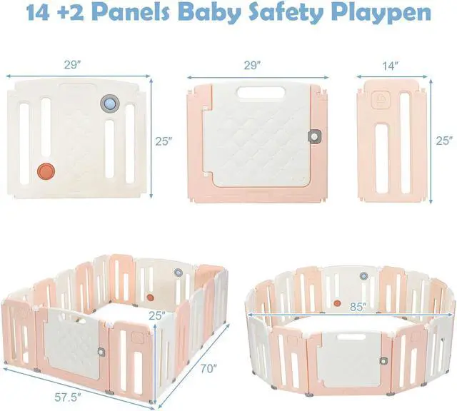 Alt view image 4 of 6 - SlickBlue 16 Panels Baby Playpen with Drawing Board