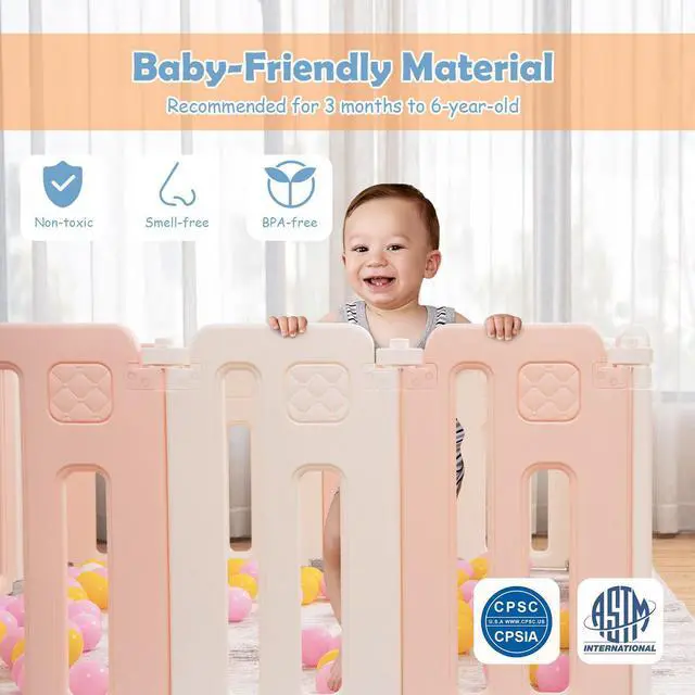 Alt view image 2 of 6 - SlickBlue 16 Panels Baby Playpen with Drawing Board