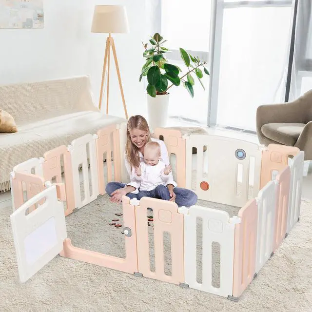 Alt view image 6 of 6 - SlickBlue 16 Panels Baby Playpen with Drawing Board