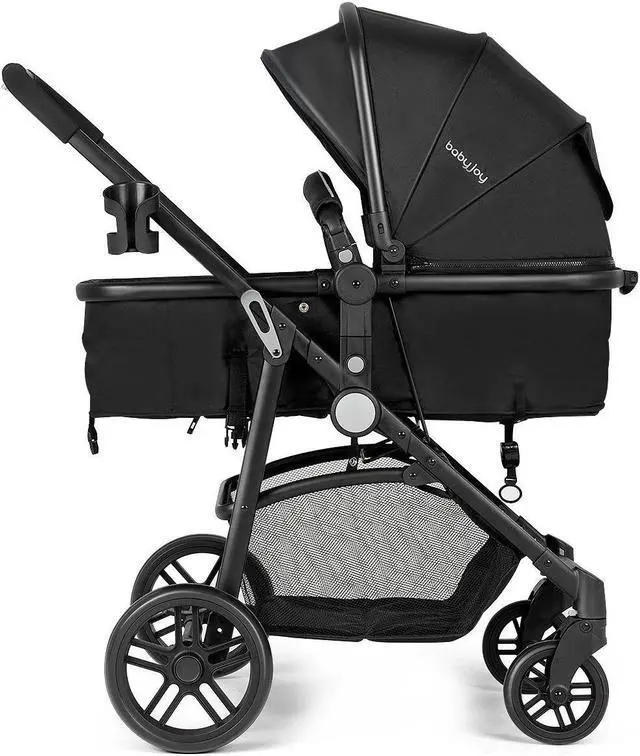 Alt view image 5 of 6 - SlickBlue 2-in-1 Foldable Pushchair Newborn Infant Baby Stroller-Black