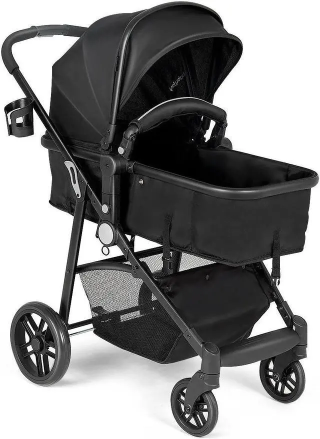 Alt view image 2 of 6 - SlickBlue 2-in-1 Foldable Pushchair Newborn Infant Baby Stroller-Black