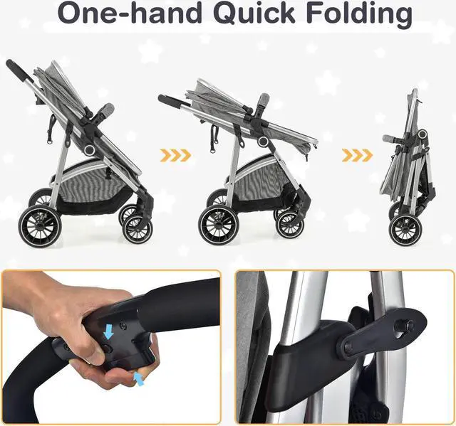 Alt view image 6 of 6 - SlickBlue 2-in-1 Convertible Baby Stroller with Reversible Seat-Gray
