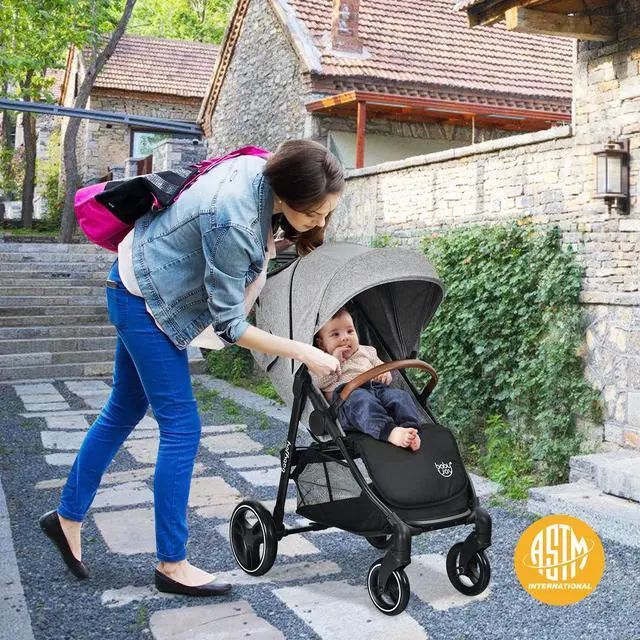 Alt view image 5 of 6 - SlickBlue 5-Point Harness Lightweight Infant Stroller with Foot Cover and Adjustable Backrest