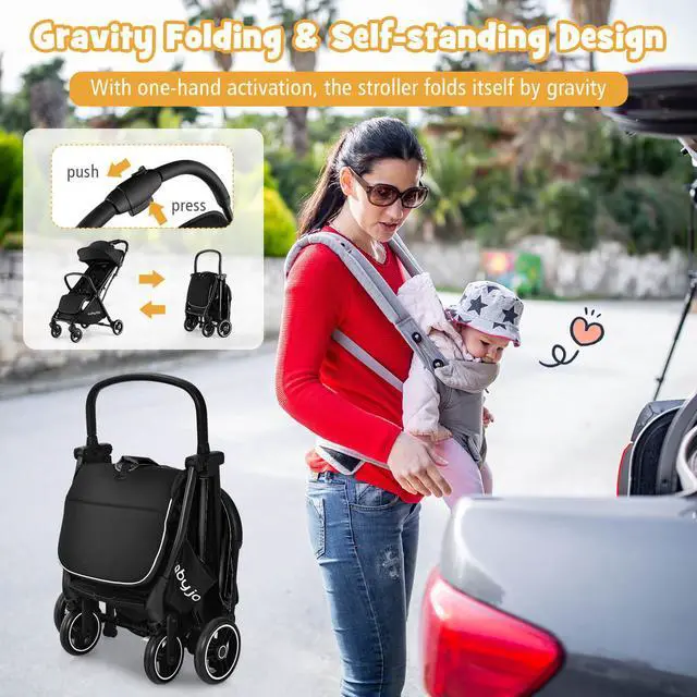 Alt view image 6 of 6 - SlickBlue One-Hand Folding Portable Lightweight Baby Stroller with Aluminum Frame