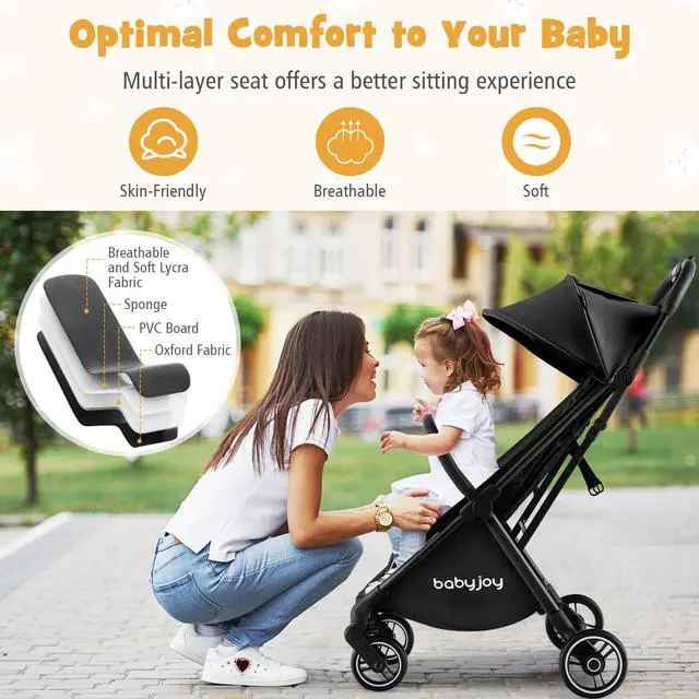 Alt view image 5 of 6 - SlickBlue One-Hand Folding Portable Lightweight Baby Stroller with Aluminum Frame