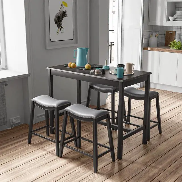 Alt view image 4 of 7 - SlickBlue 5-Piece Dining Set with 4 Upholstered Stools
