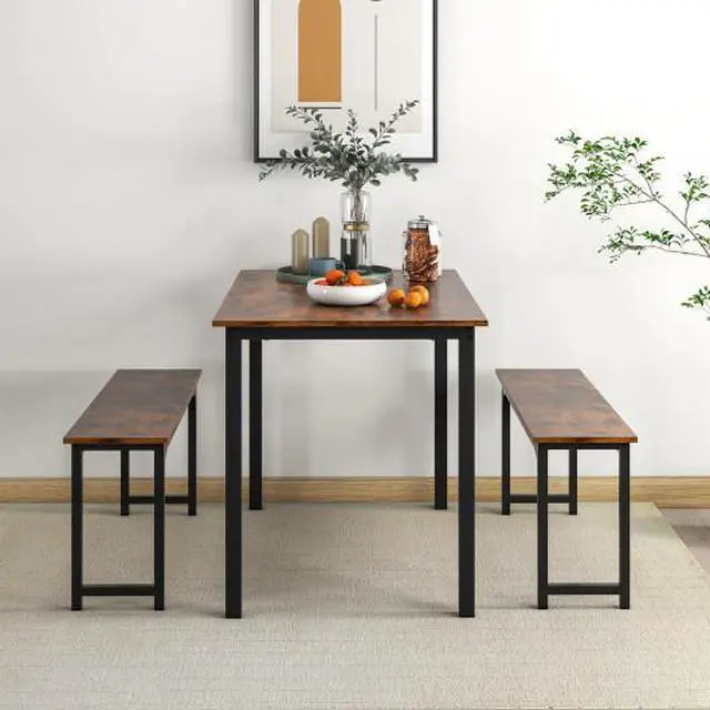 Alt view image 3 of 3 - SlickBlue 3 Pieces Farmhouse Dining Table Set with Space-Saving Design