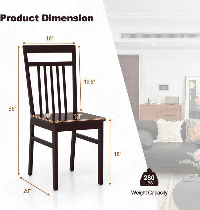 Alt view image 5 of 7 - SlickBlue Set of 2 Farmhouse Dining Chair with Slanted High Backrest
