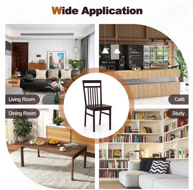 Alt view image 7 of 7 - SlickBlue Set of 2 Farmhouse Dining Chair with Slanted High Backrest