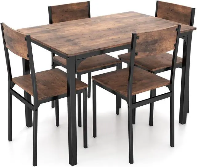 Main image of SlickBlue 5 Piece Dining Table Set Industrial Style Kitchen Table and Chairs for 4
