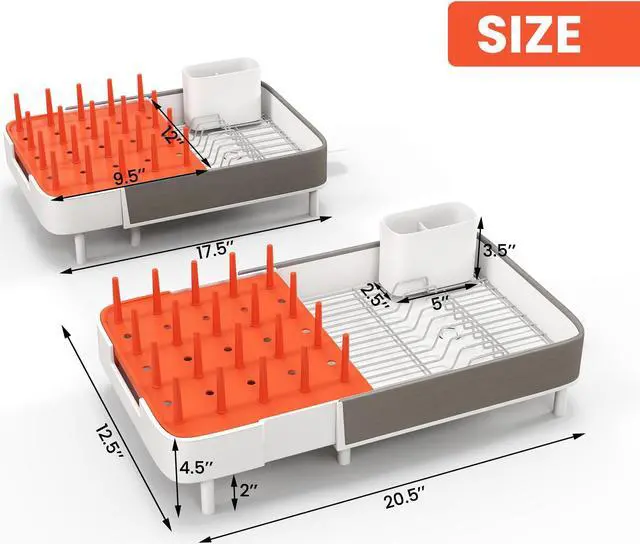 Alt view image 6 of 7 - SlickBlue Expandable Dish Drying Rack Adjustable Dual-Part Dish Drainer with Detachable Utensil Holder