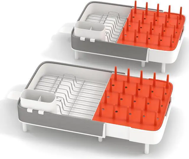 Main image of SlickBlue Expandable Dish Drying Rack Adjustable Dual-Part Dish Drainer with Detachable Utensil Holder