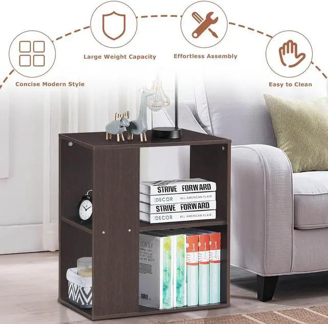 Alt view image 2 of 6 - SlickBlue 2-Tier Side End Table with Storage Shelves