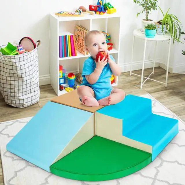 Alt view image 3 of 3 - SlickBlue 4 Pieces Indoor Toddler Playtime Corner Climber Play Set-Blue