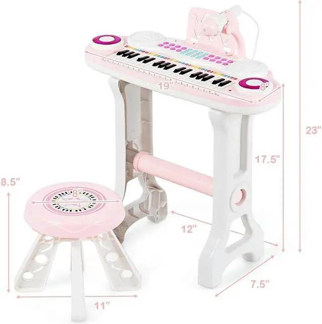 Alt view image 3 of 7 - SlickBlue 37-key Kids Electronic Piano Keyboard Playset