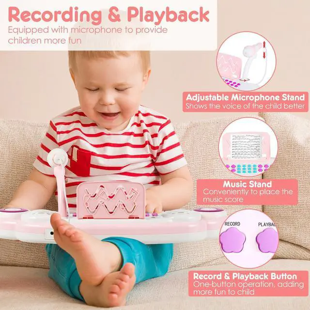 Alt view image 2 of 7 - SlickBlue 37-key Kids Electronic Piano Keyboard Playset
